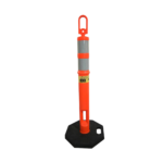 Poste marca LICA color naranja con doble reflejante y base hexagonal